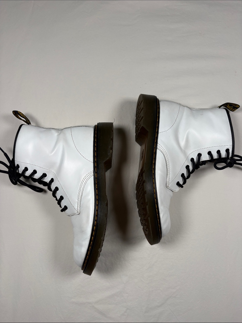 Dr. Martens White Lace-Up Combat Boots with Black Trim - Picture 4 of 8
